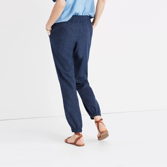 Madewell Shorewalk Cover-Up Blue Linen Blend Pants Size Medium - Picture 2 of 11